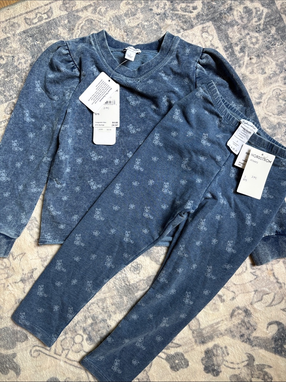 Splendid Kids Blue Floral Print Long Sleeve Top & Leggings Set